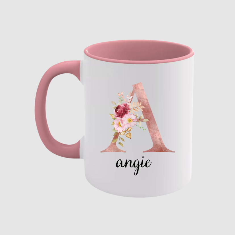 Taza de cerámica · nombre con inicial