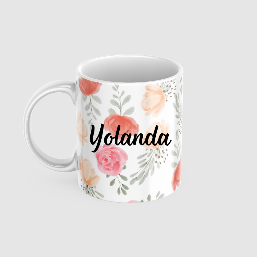 Taza de cerámica · estampado floral